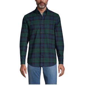 Men's Lands' End Flannel Evergreen Plaid L NWOT